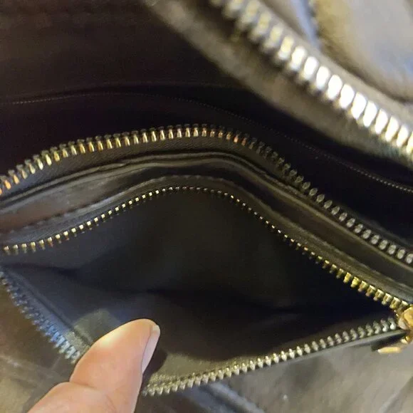 Black Crossbody Pouch Bag with Gold Tone Accented Srraps - Picture 5 of 7